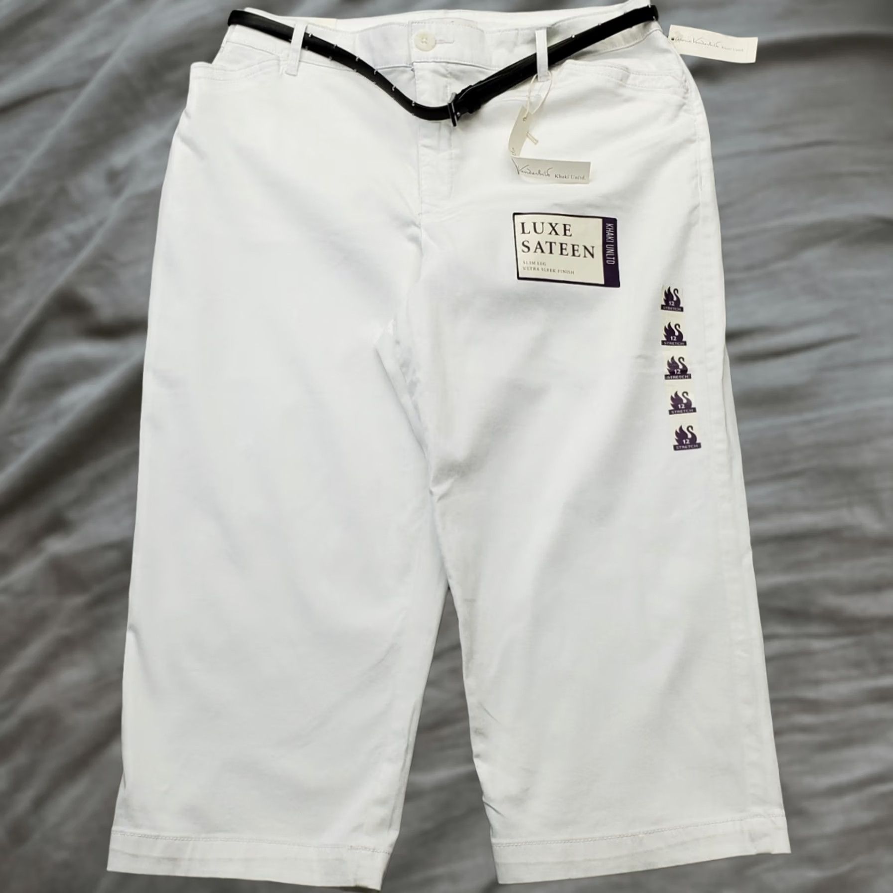 Gloria Vanderbilt Gloria Vanderbilt Capri Pants Womens 12 White Stretch Slim Leg Belted Waist Size 34" / US 12 / IT 48 - 1 Thumbnail