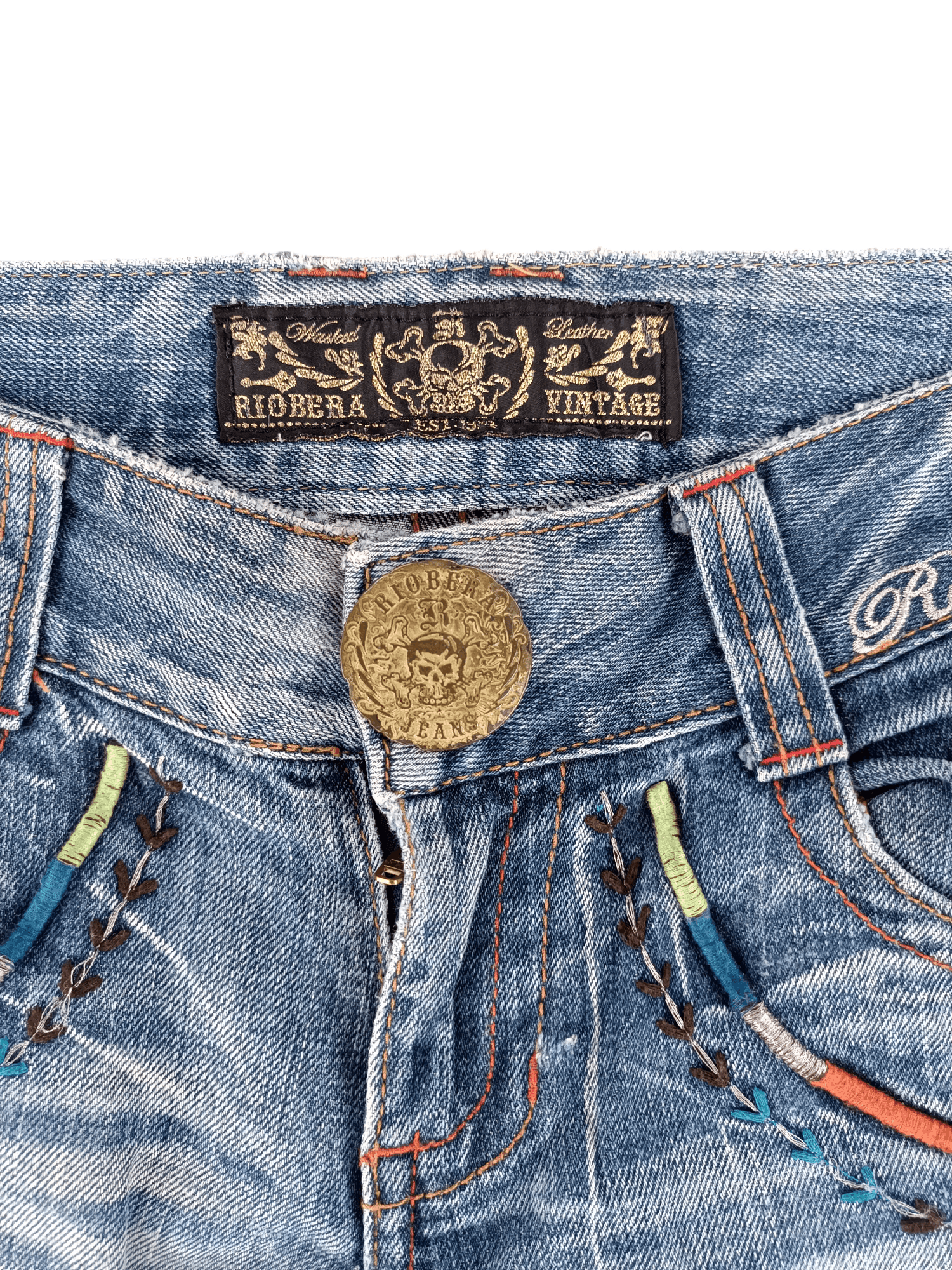 Other 🇯🇵 RIOBERIO SUPER FLARED EMBROIDERED DENIM PANTS Size US 30 / EU 46 - 15 Thumbnail