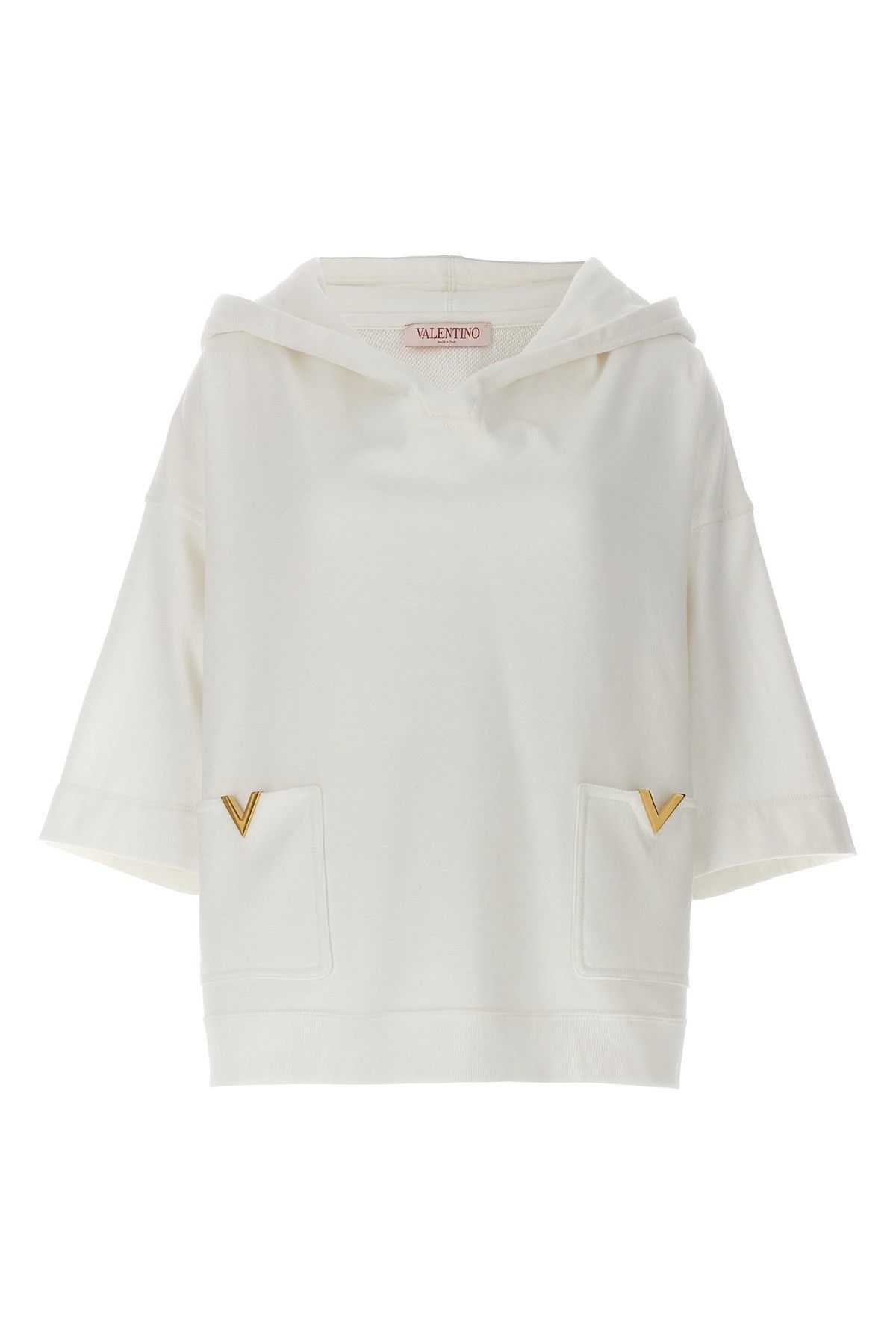 image of Valentino Garavani Logo Hoodie in White, Women's (Size Small)