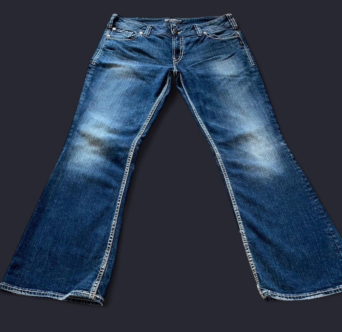 Silver Jeans Co. *FLARED*SILVER JEANS WITH WHITE STITCHING Size US 34 / EU 50 - 1 Thumbnail
