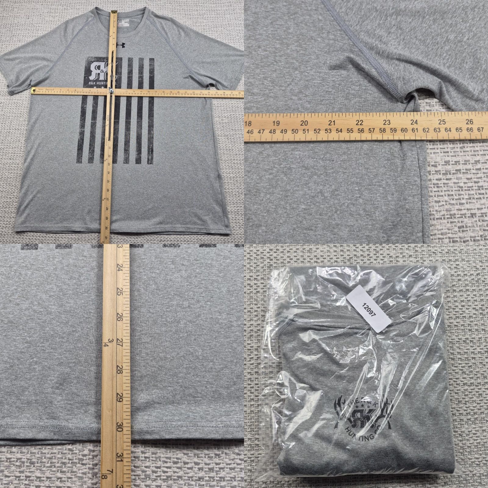 Under Armour Under Armour HeatGear Shirt Mens 2XL Gray T-Shirt Short Sleeve Graphic Print R&K Hunting Co Logo Activewear Casual Sports Mens 2XL Size US XXL / EU 58 / 5 - 8 Thumbnail