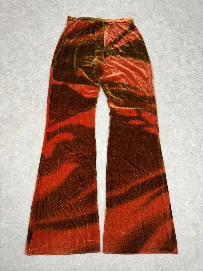 Roberto Cavalli 2000s Roberto Cavalli Red Velvet Abstract Pants Size 26" / US 2 / IT 38 - 7 Thumbnail