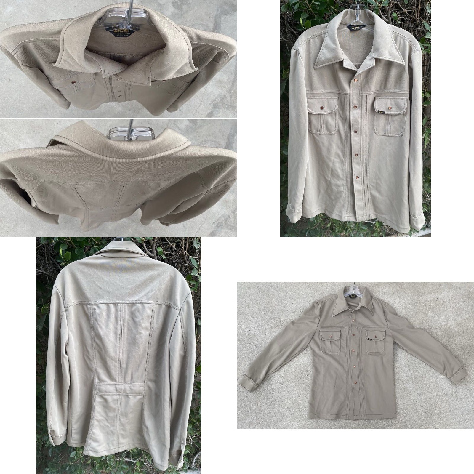 Lee Vintage Lee Western Shirt Jacket Chore Blazer Size L Beige Regular Mens Pocketed Collared Lightweight Snap Closure WWII? Size US L / EU 52-54 / 3 - 9 Thumbnail