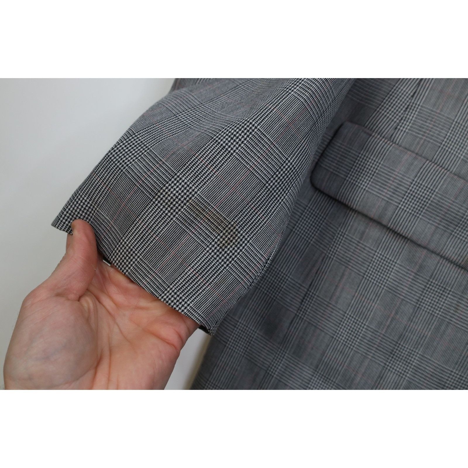 Vintage Vintage 70s Palm Beach 2 Piece Wool Suit Wedding Houndstooth Size 44L - 7 Thumbnail