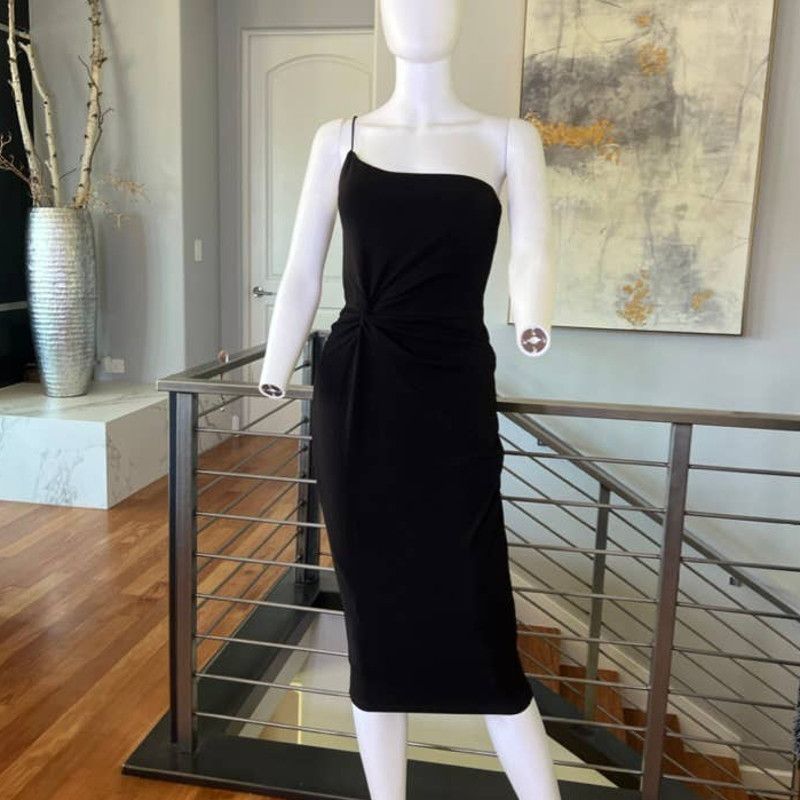 image of Nookie Lust One Shoulder Midi Dress In Black - Medium, Women's