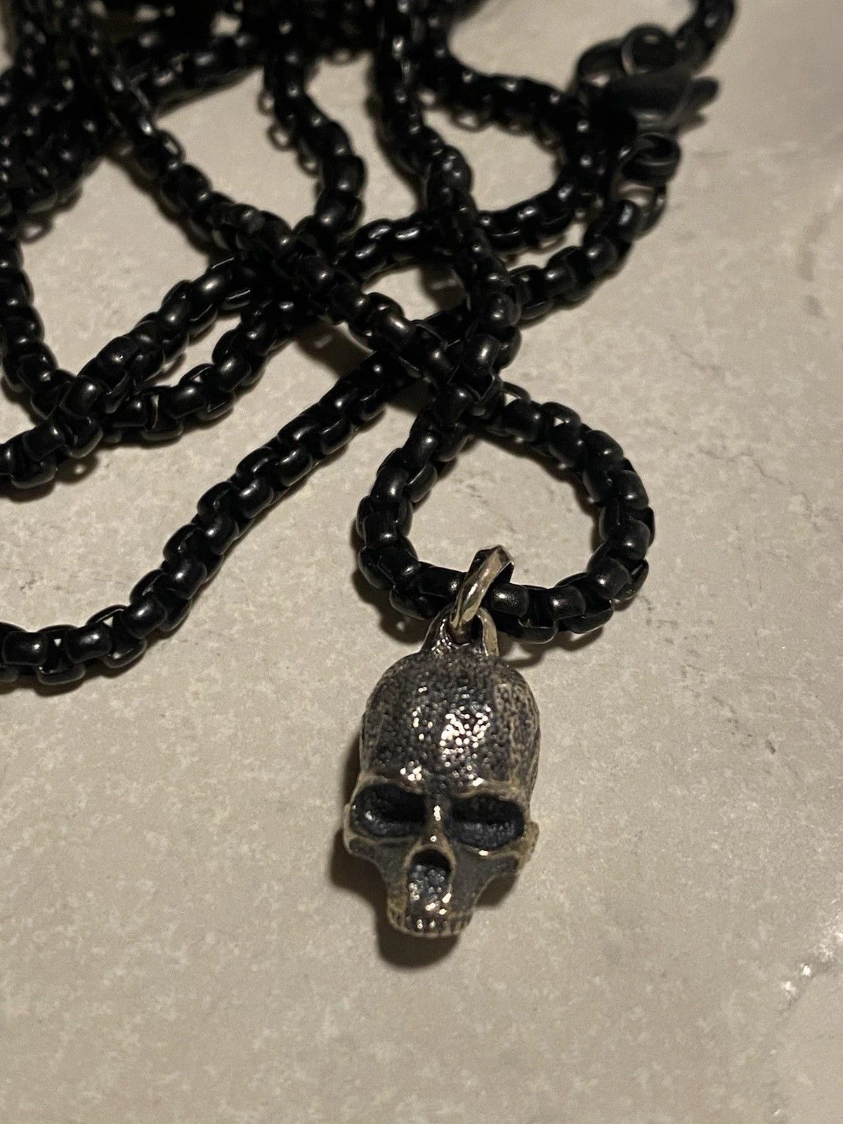 David Yurman David Yurman Sterling Silver Skull Pendant Steel Necklace Size ONE SIZE - 8 Thumbnail