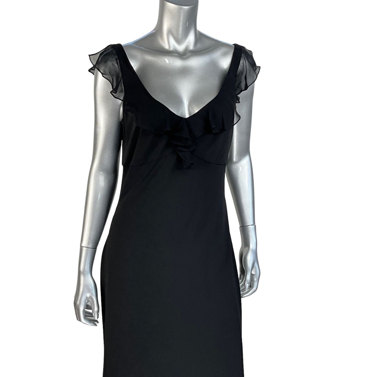 Elie Tahari Elie Tahari Maggie Silk Blend Black Midi Dress Size XL / US 12-14 / IT 48-50 - 7 Thumbnail