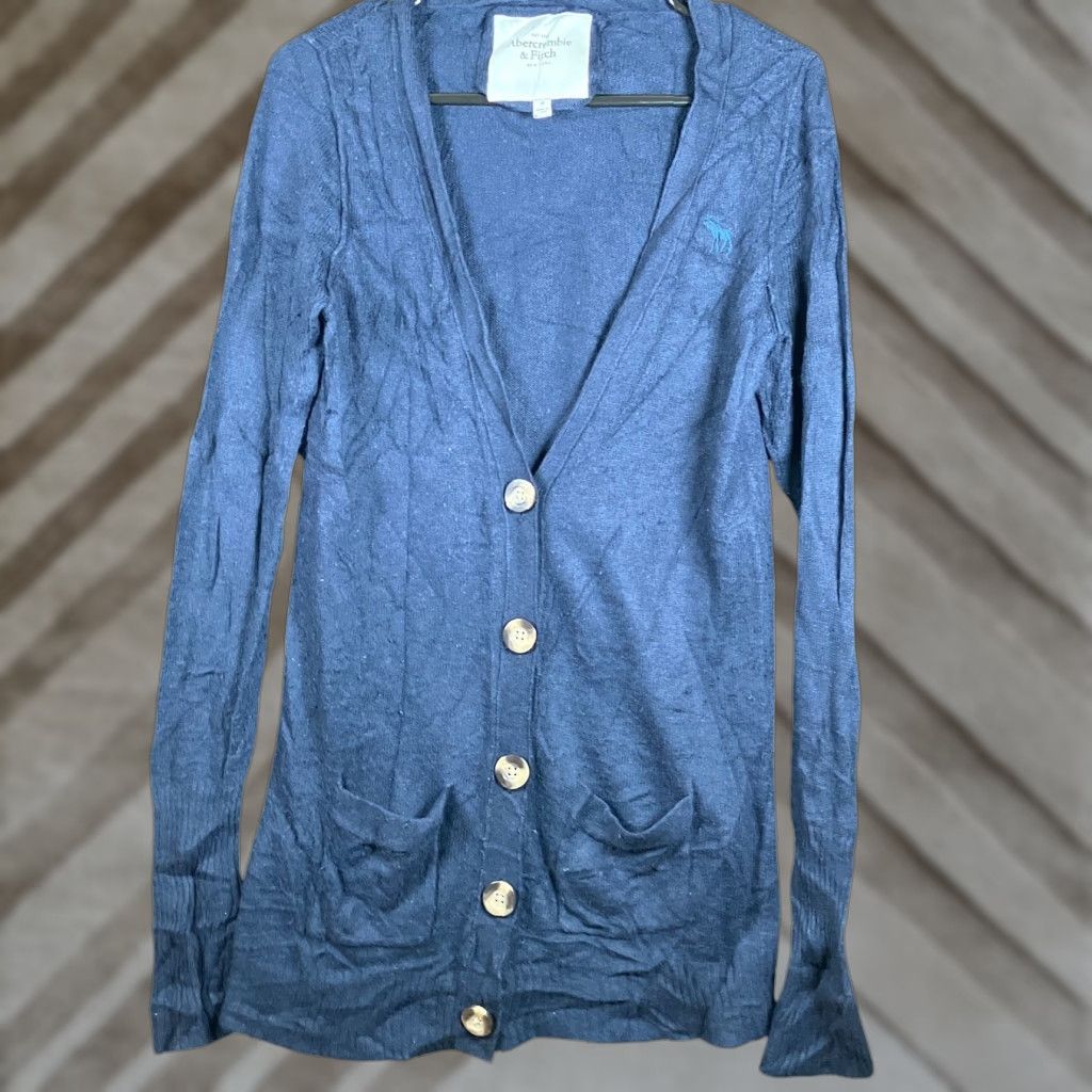 Abercrombie & Fitch Abercrombie & Fitch Womens Sweater Navy Button Cardigan Rabbit Hair Wool Blend M Size M / US 6-8 / IT 42-44 - 1 Thumbnail