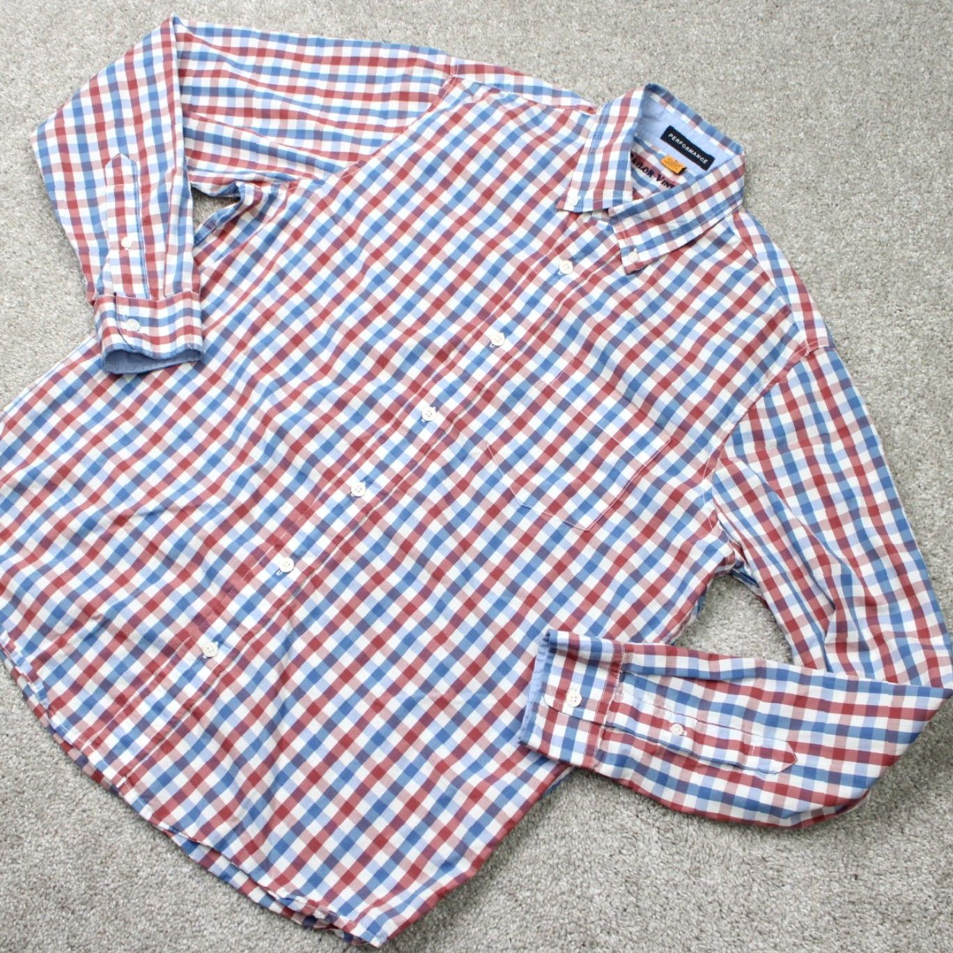 Vintage Tailor Vintage Shirt Mens Medium Red/Blue Plaid Button-Down Long Sleeve Casual Workwear Cotton Flex Size US M / EU 48-50 / 2 - 4 Thumbnail