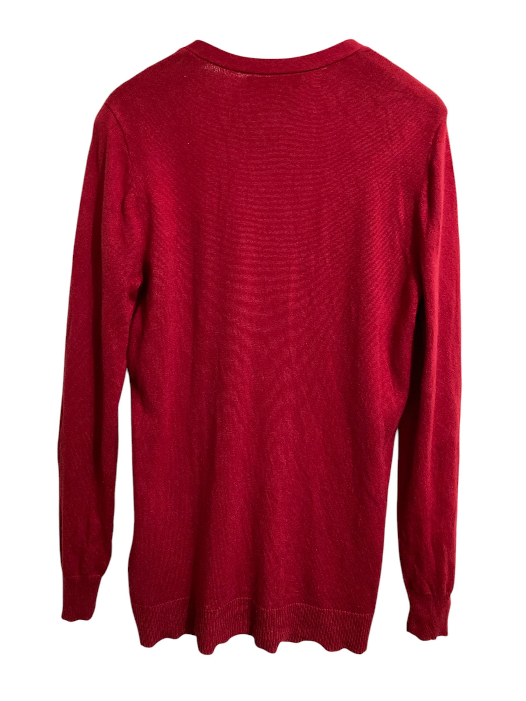 Designer × Ralph Lauren Vintage Ralph Lauren Red Cardigan With Embroidered Patch Size M / US 6-8 / IT 42-44 - 2 Thumbnail