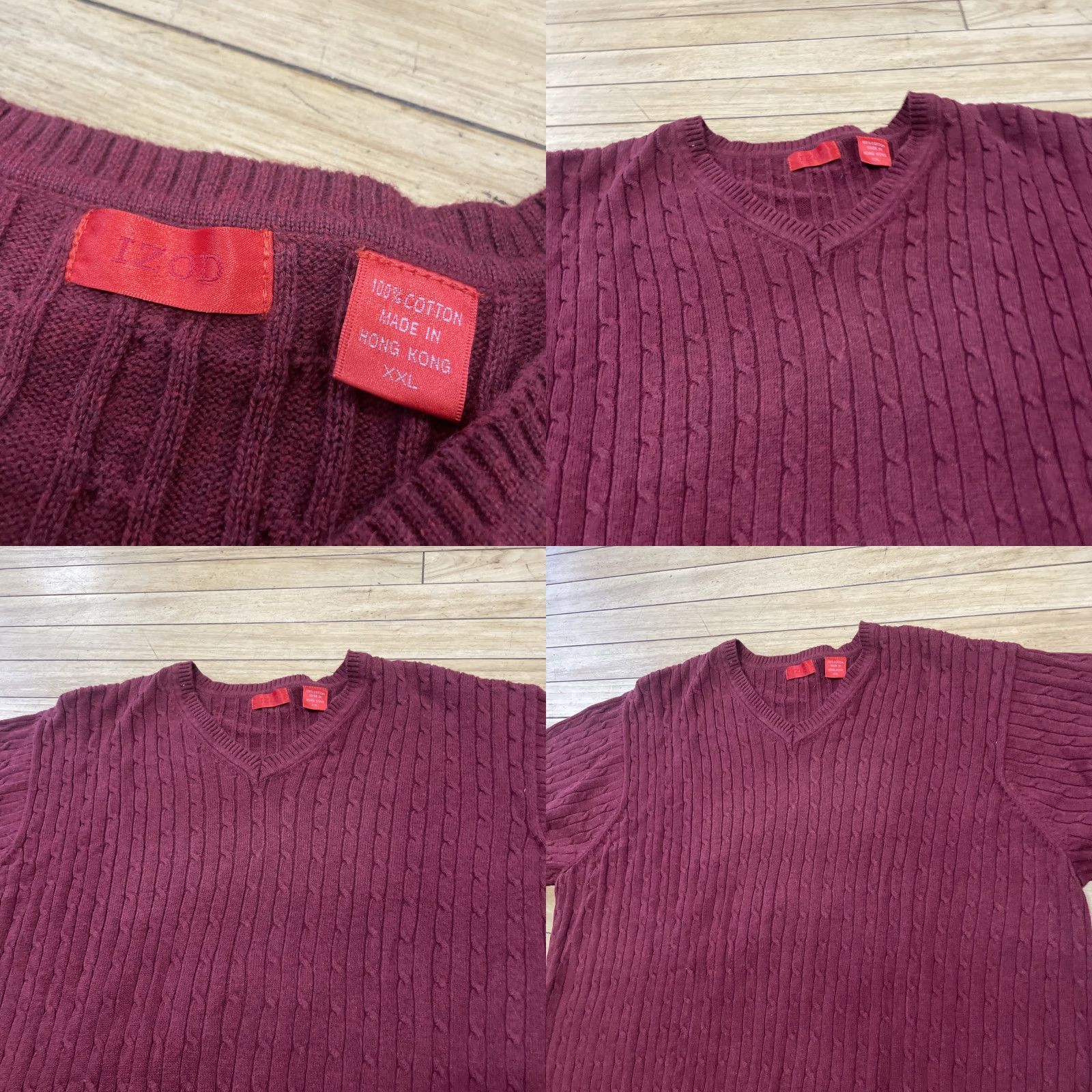 Izod VINTAGE Izod Sweater Men 2XL Cable-Knit V-Neck Maroon Red 80s 90s Old Money Pullover Womens Mens Boys Girls? Size US XXL / EU 58 / 5 - 9 Thumbnail