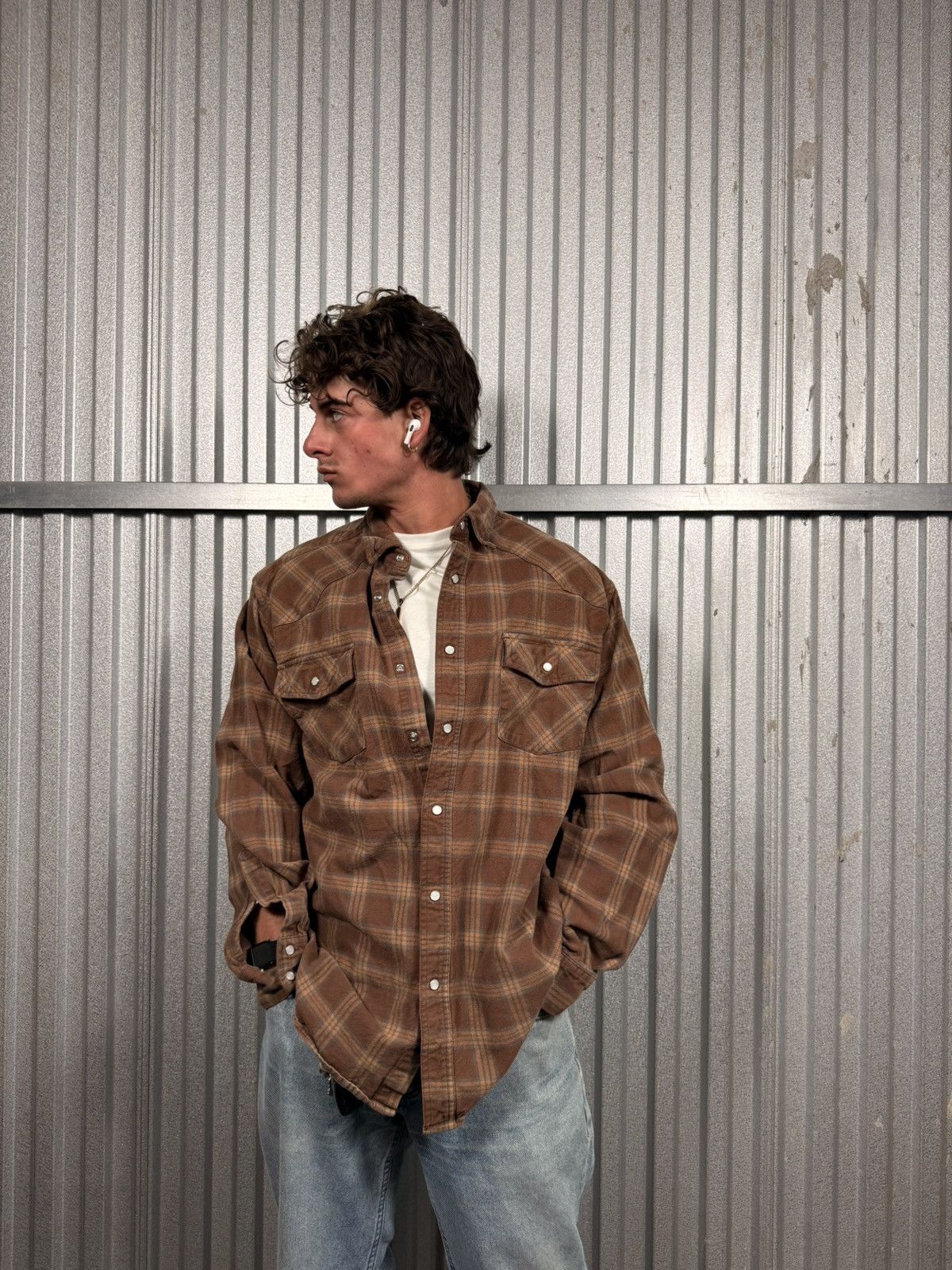 Other 90s Vintage Field In Frost Pearl Snap Brown Western Shirt Size US XL / EU 56 / 4 - 5 Thumbnail