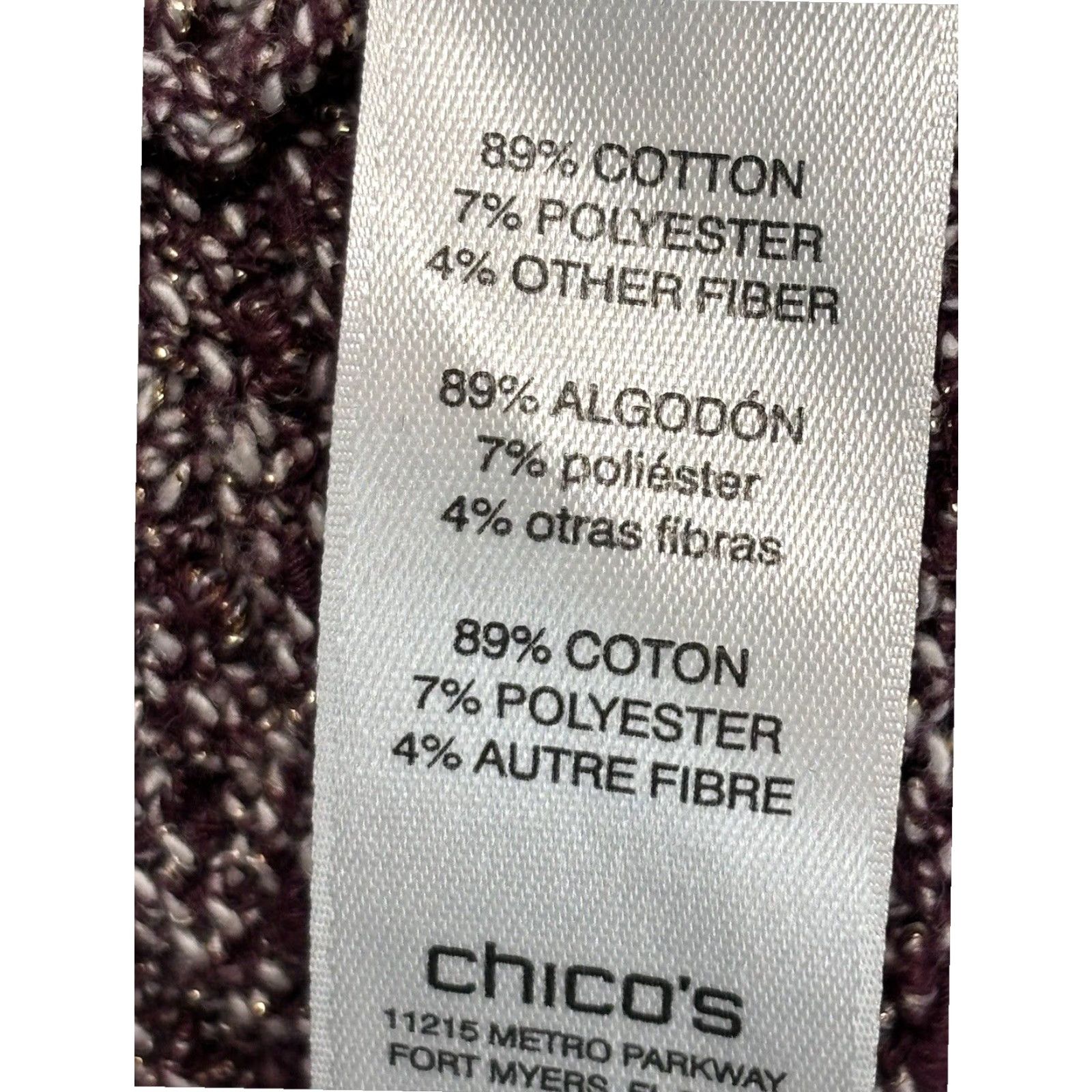 Vintage Chicos Tunic Sweater Womens XL 3/4 Sleeve Purple Burgundy Knit Shimmer Size XL / US 12-14 / IT 48-50 - 8 Thumbnail