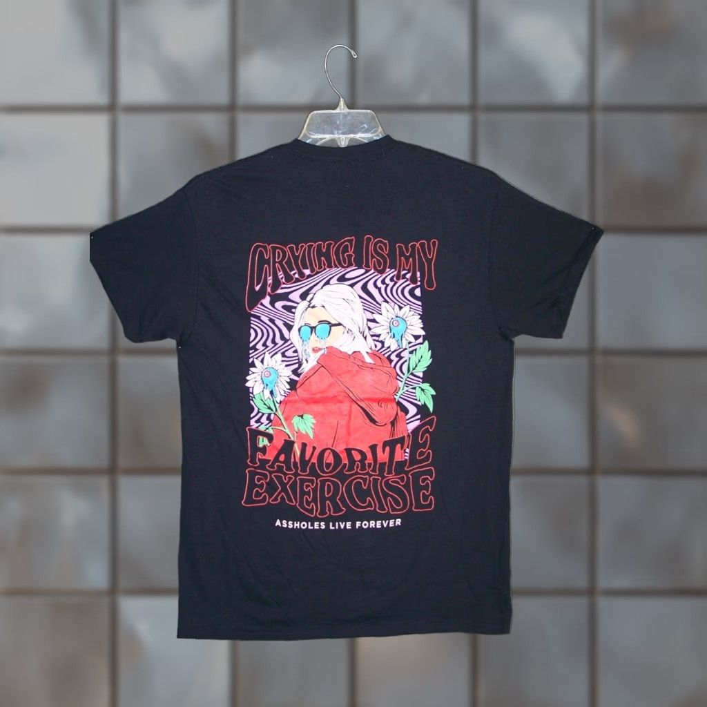 ASSHOLES LIVE FOREVER Black Graphic Short Sleeve Ladies T Shirt Medium