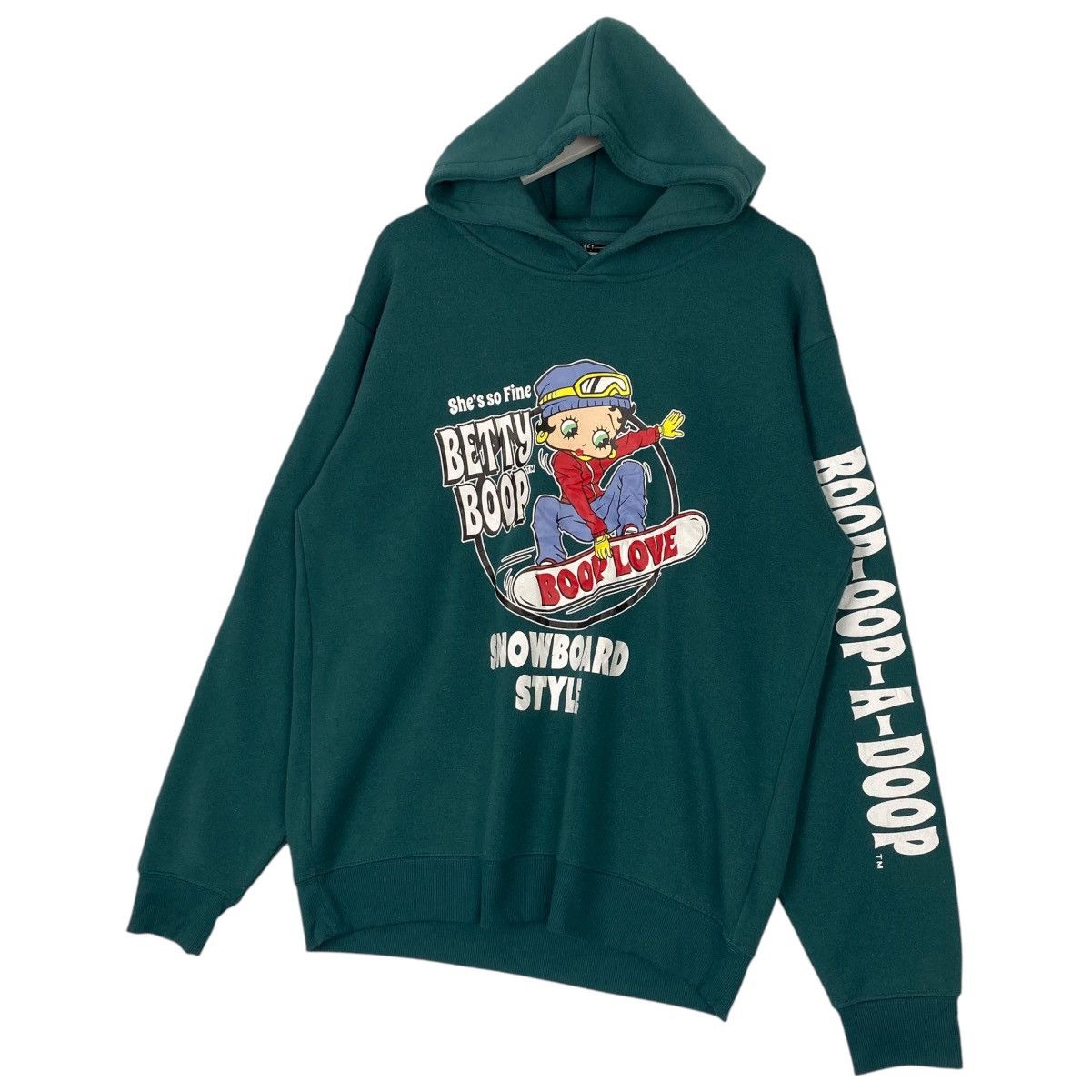 Designer × Vintage Vintage Betty Boop Printed Hoodie Sweater Green Size L / US 10 / IT 46 - 2 Thumbnail