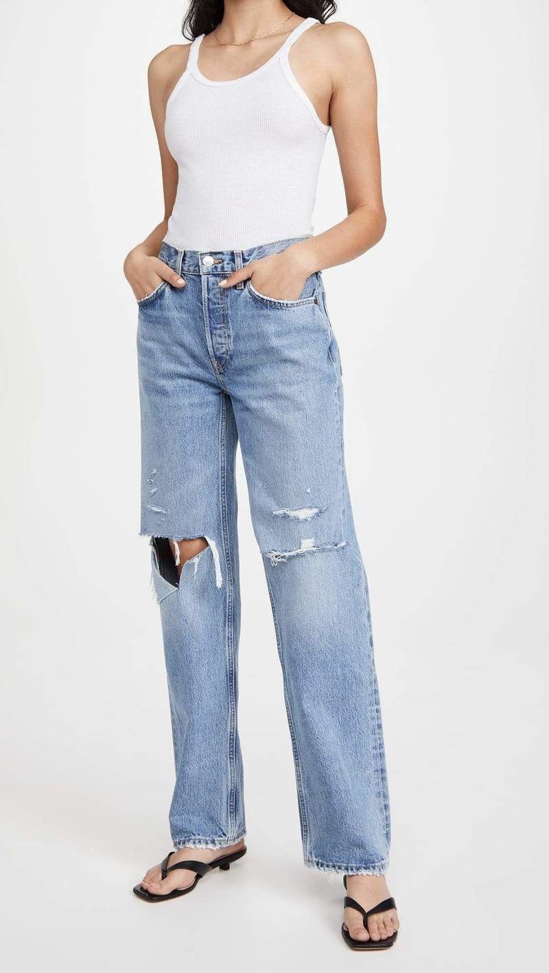 RE/DONE o1mle0524 Sunfaded Destroy Jeans in Blue Size 27" / US 4 / IT 40 - 4 Thumbnail