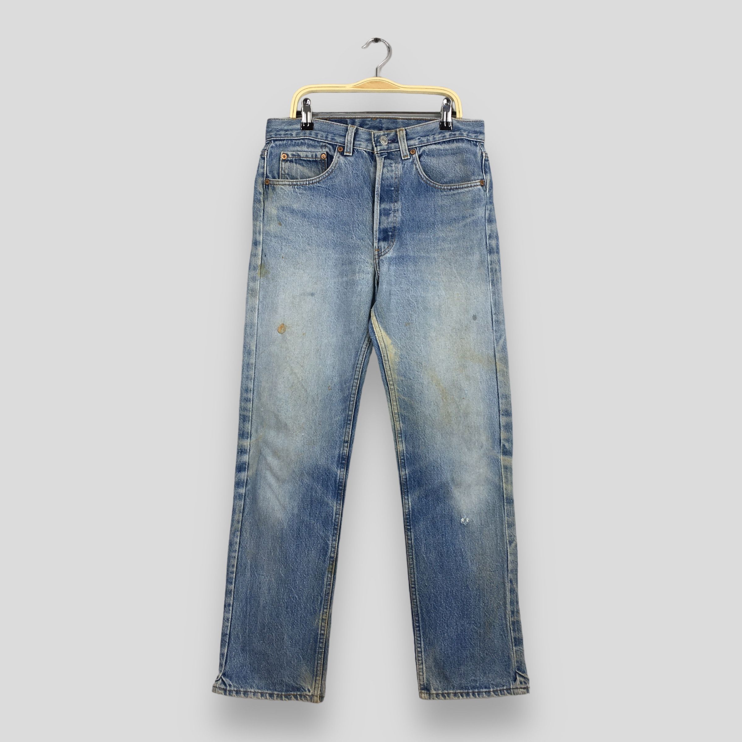 image of Size 29X28.5 Vintage 90's Levi's 501 Faded Blue Jeans, Men's