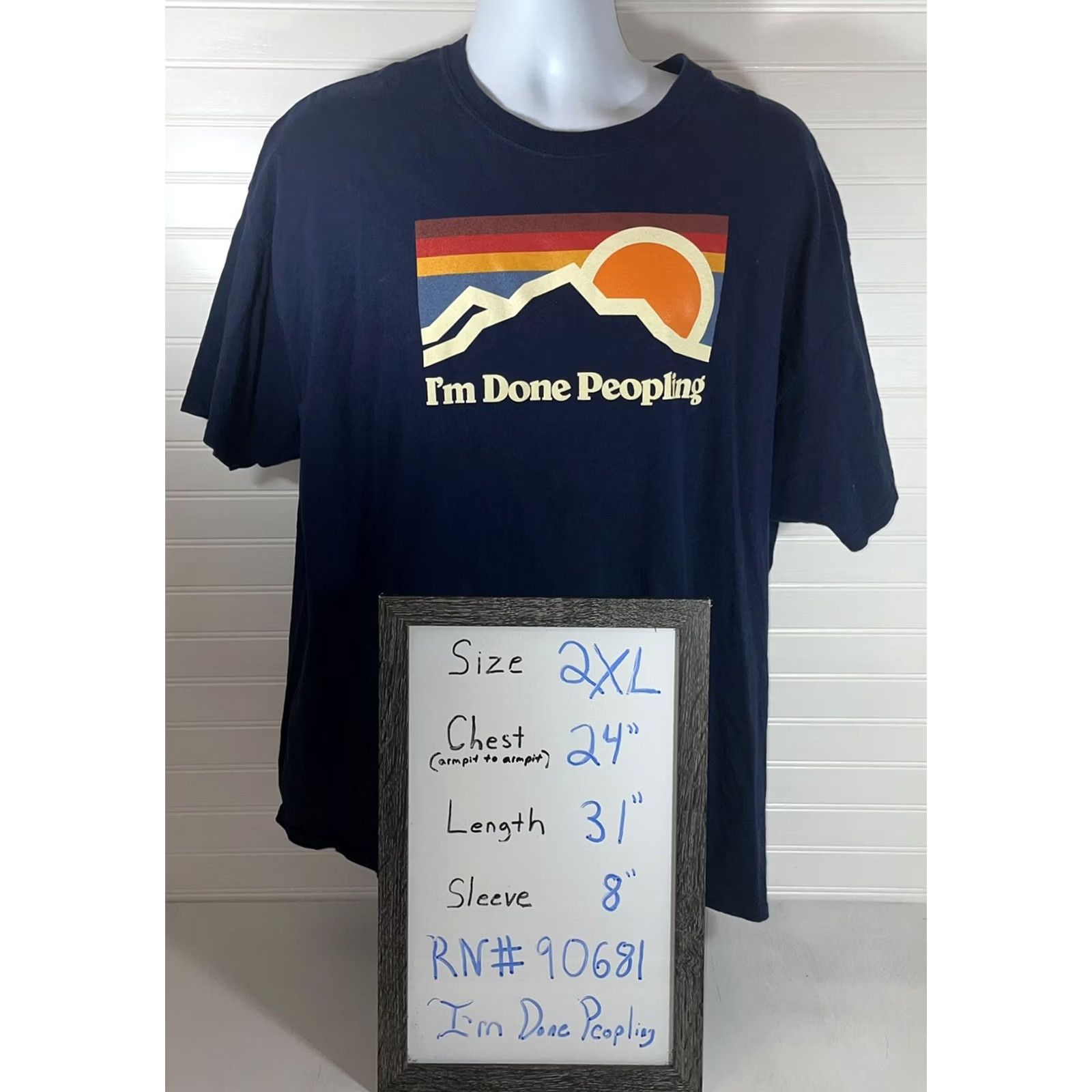 Vintage VINTAGE Mens I'm Done Peopling t shirt navy blue 2XL 100% cotton DOM Mens Shirts Graphic Print Funny Summer Size US XXL / EU 58 / 5 - 2 Thumbnail
