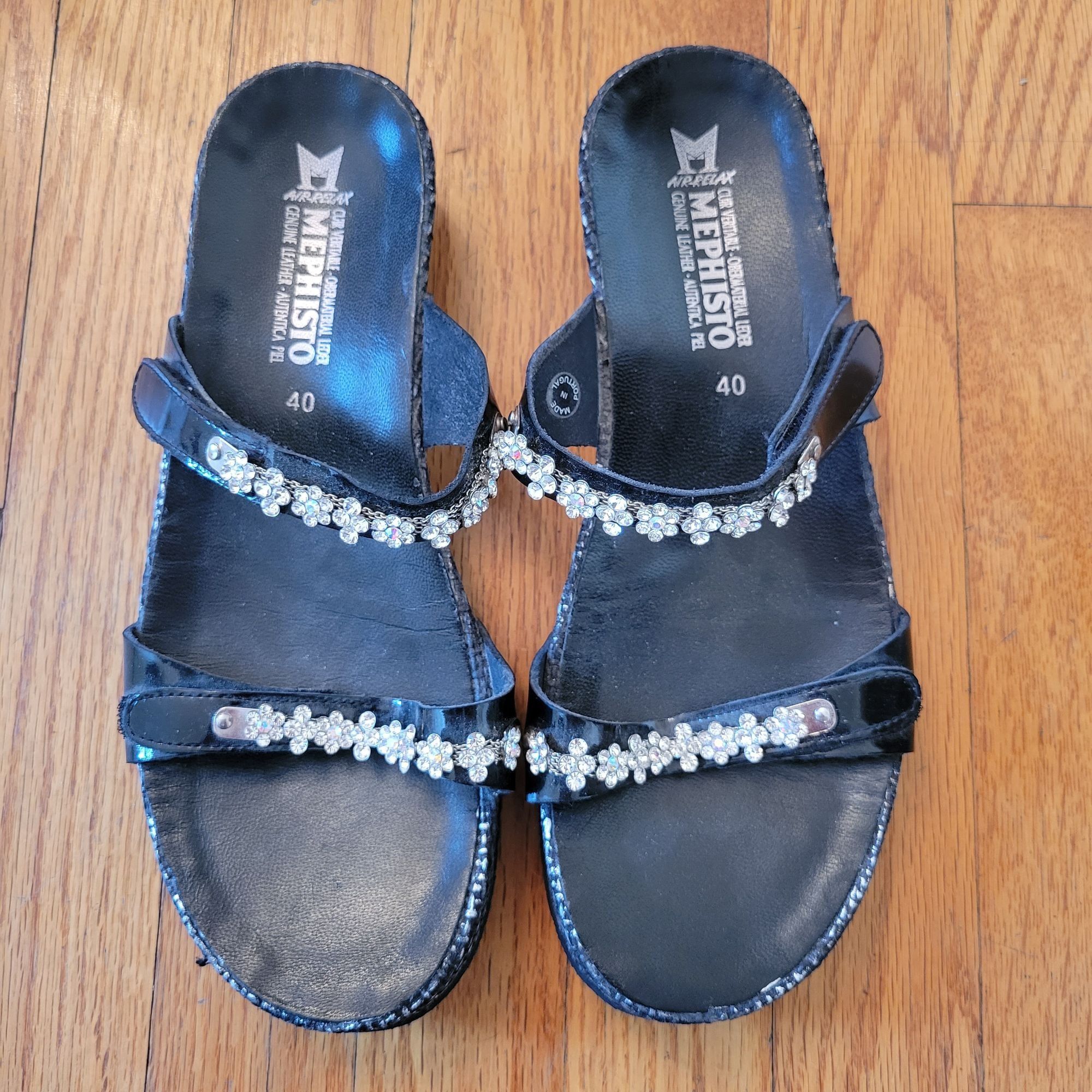 Mephisto Mephisto 10 Rhinestone Black Patent Leather Strap Platform S Size US 10 / IT 40 - 2 Thumbnail