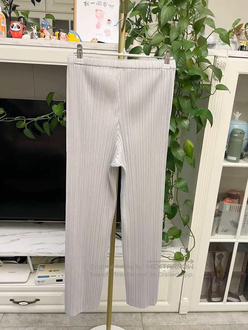 Issey Miyake Issey Miyake Light Gray Straight - Leg Pants Size 26" / US 2 / IT 38 - 6 Thumbnail