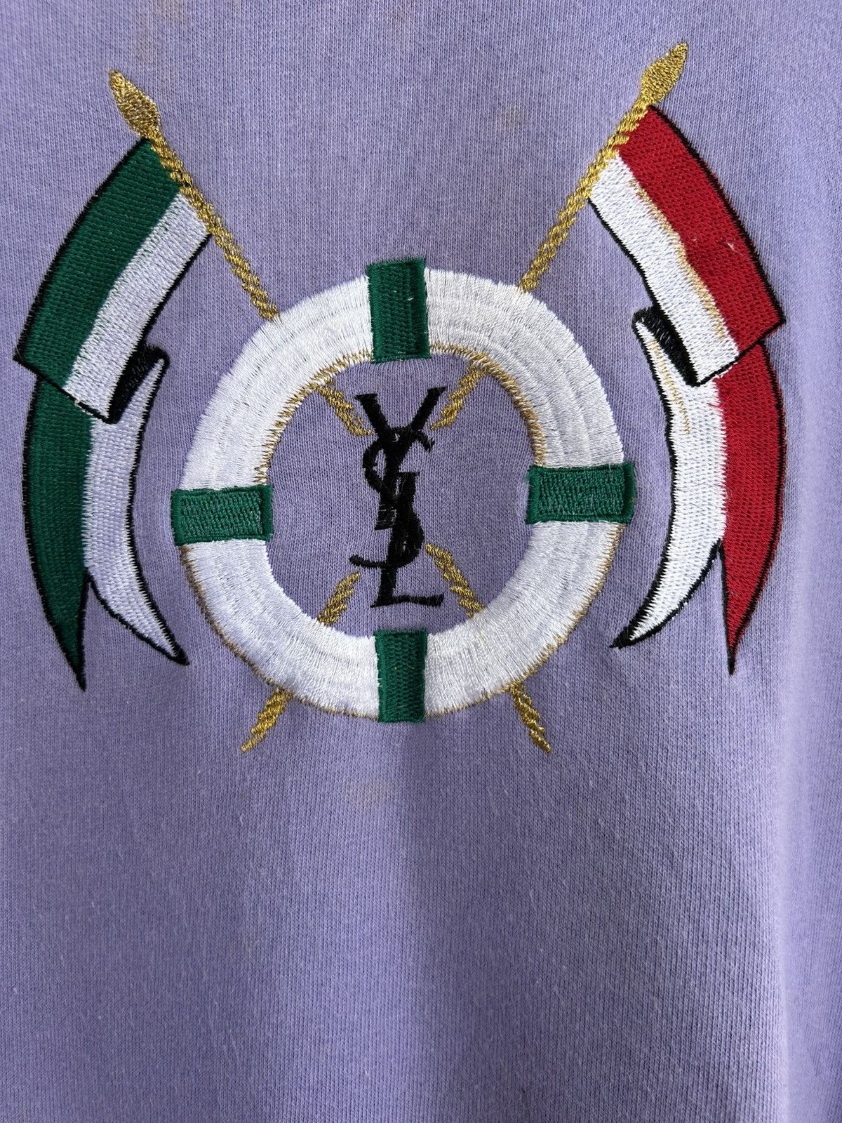 Vintage × Yves Saint Laurent YSL Embroidered Cross Flag Sweatshirt Size US L / EU 52-54 / 3 - 3 Thumbnail