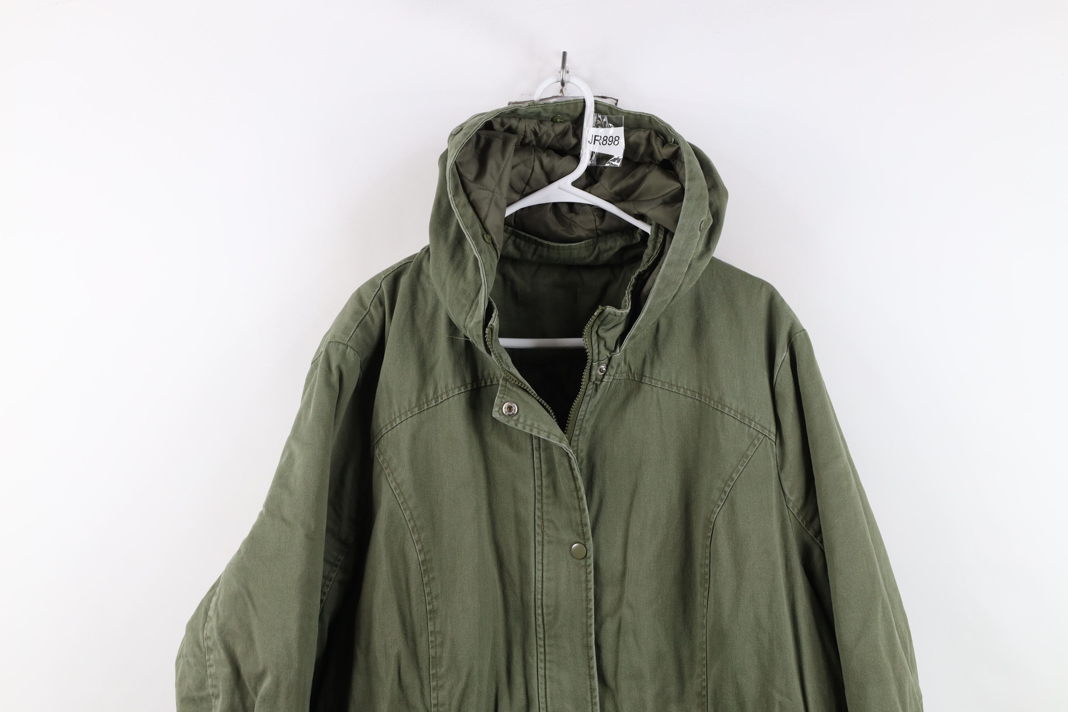 Vintage Vintage 90s Streetwear Style Quilted Hooded Field Jacket Size 3XL / US 20-22 - 2 Thumbnail