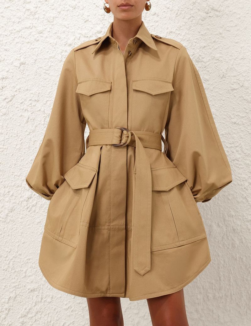 Zimmermann oc11z0226 Illuminate Batwing Mini Dress in Sand Size L / US 10 / IT 46 - 2 Thumbnail