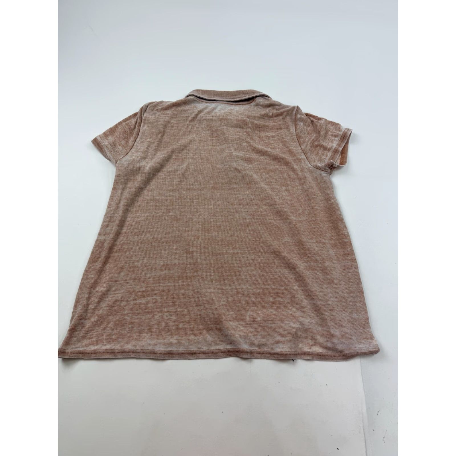 Vintage Jane + Delancey Polo Shirt Womens Medium Beige Slub Knit Short Sleeve Top Size M / US 6-8 / IT 42-44 - 7 Thumbnail