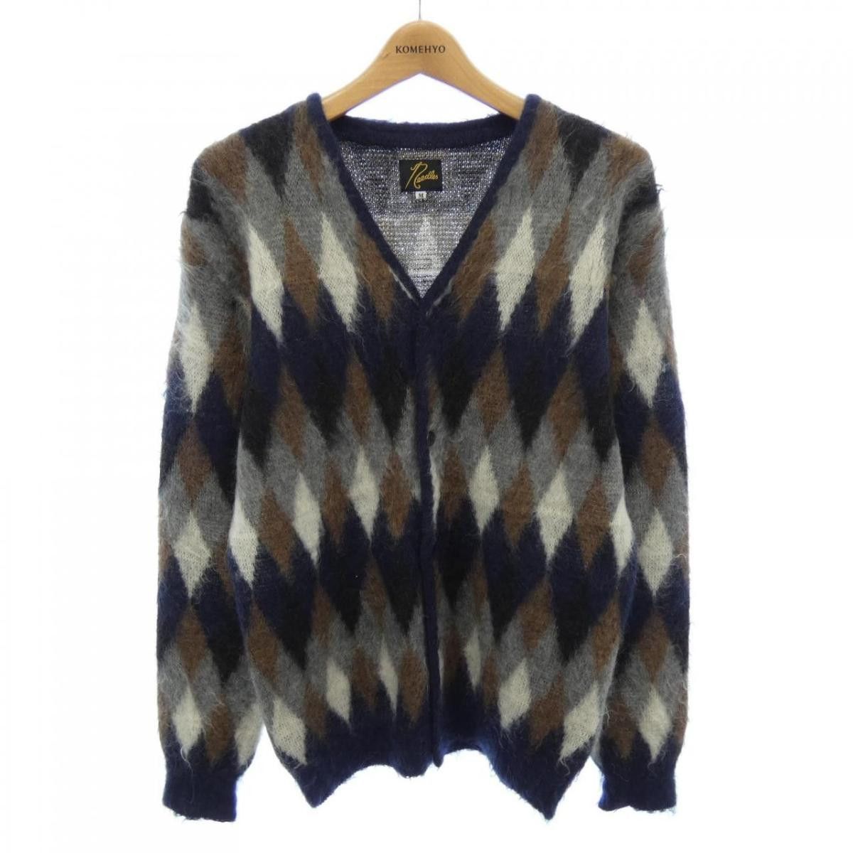 Sweater Cardigan Button Up V-neck Diamond pattern Multicolor
