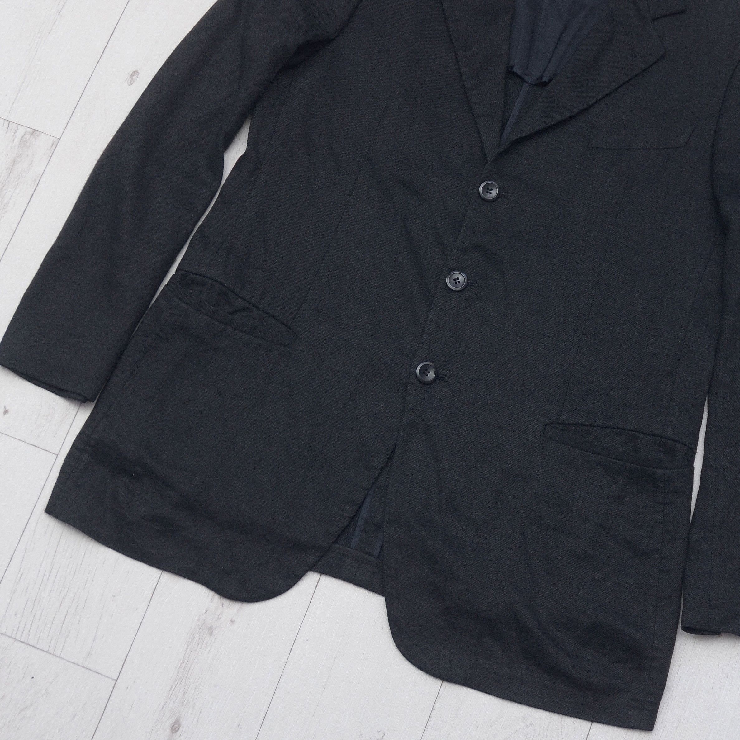 Armani × Armani Collezioni × Giorgio Armani Vintage Luxury Armani Collezioni Linen Casual Blazer Black Size 52L - 3 Thumbnail