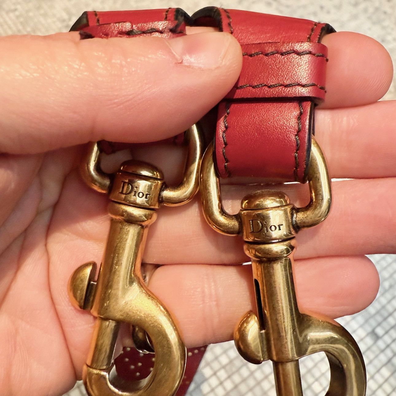Dior Christian Dior Red Leather Gold Studded Medium Lady Dior Bag Size ONE SIZE - 13 Thumbnail