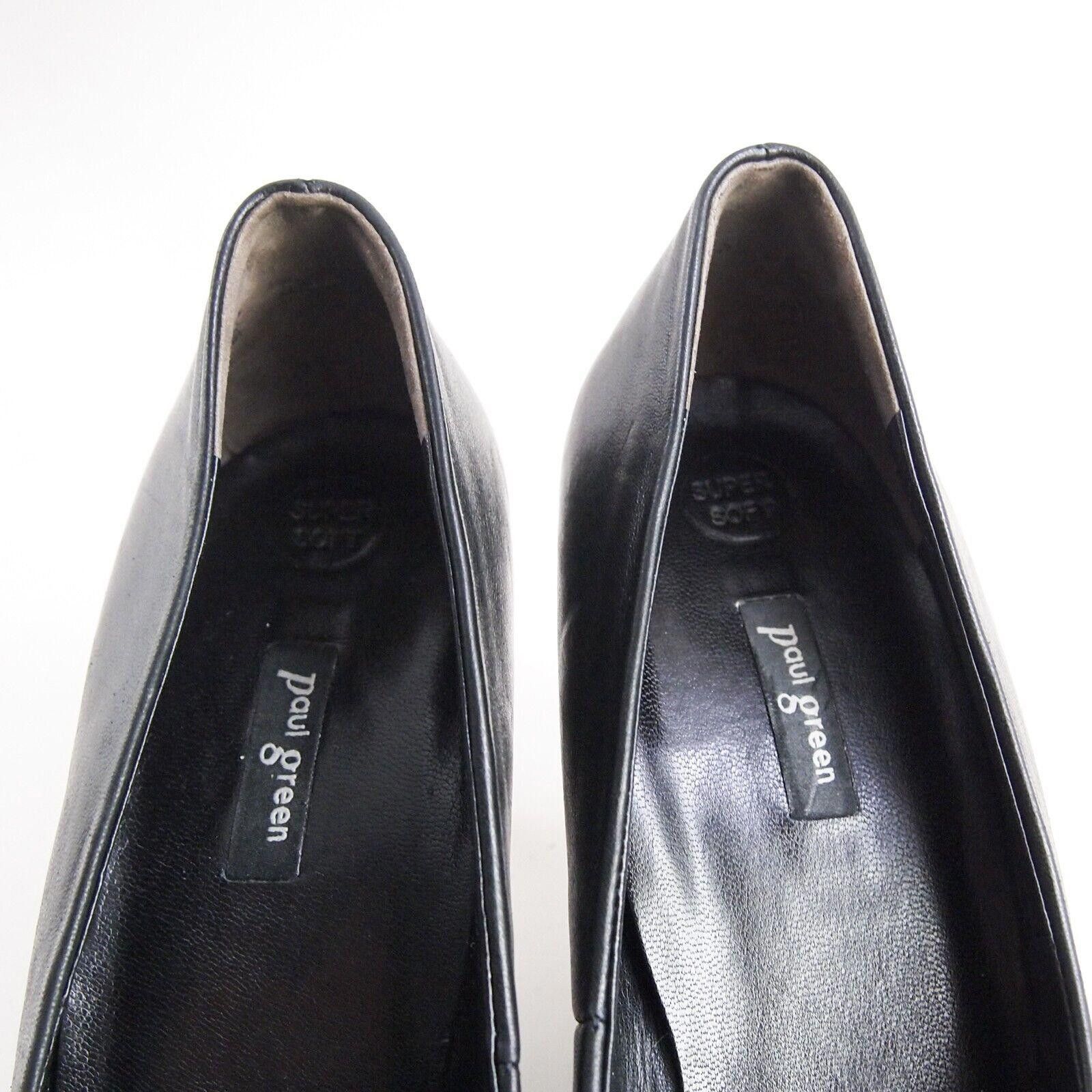 Designer Paul Green Mid Heel Pumps Black Leather US 8 UK 5.5 Size US 8 / IT 38 - 4 Thumbnail