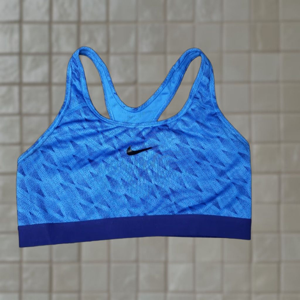 Nike Dri-Fit Sports Bra Women M Medium Blue Racerback Classic Workout Athleisure Wireless