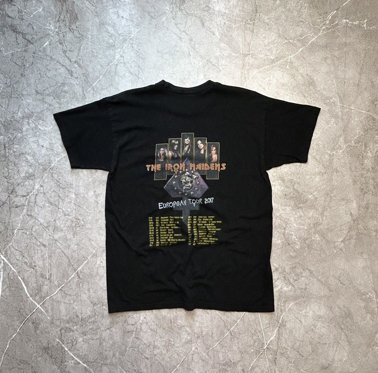 Band Tees × Vintage Vintage Iron Maiden Faded Black Rock T-Shirt Size US L / EU 52-54 / 3 - 4 Thumbnail