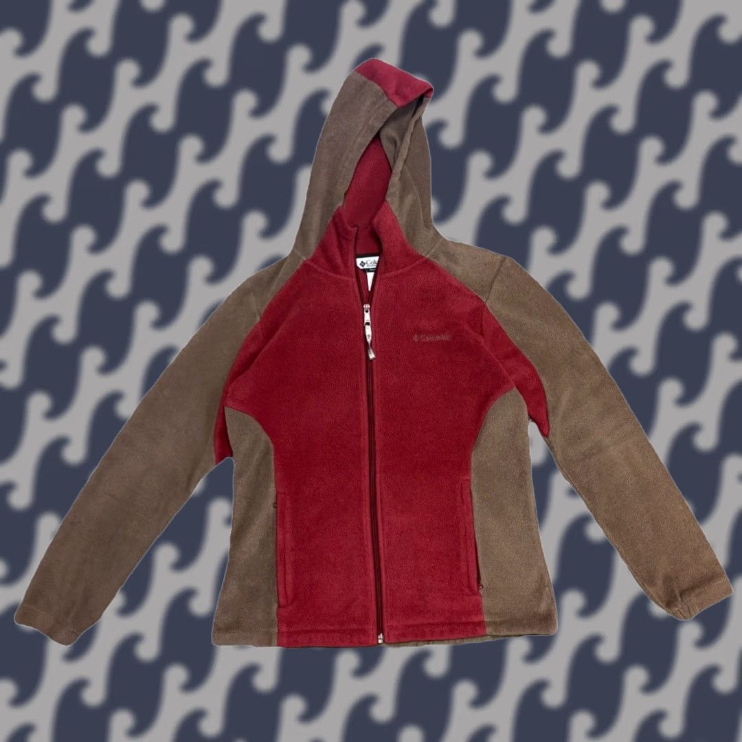 Vintage Columbia Jacket Women’s Medium Full Zip Fleece Zip Pockets Brown & Red Ladies Size M / US 6-8 / IT 42-44 - 1 Thumbnail