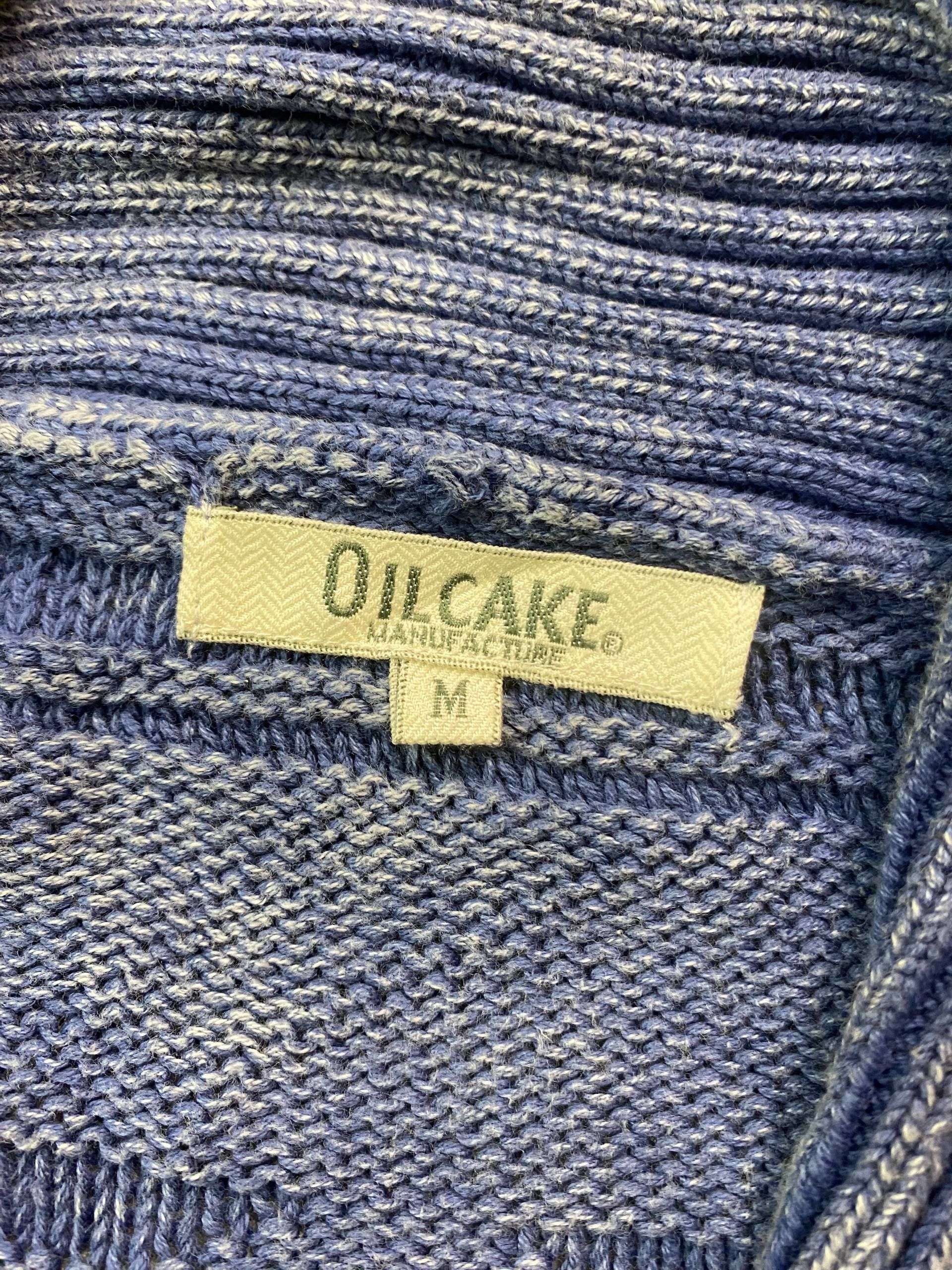 Japanese Brand Oilcake Indigo Textured Knit Shawl Collar Sweater Cardigan Size US M / EU 48-50 / 2 - 7 Thumbnail