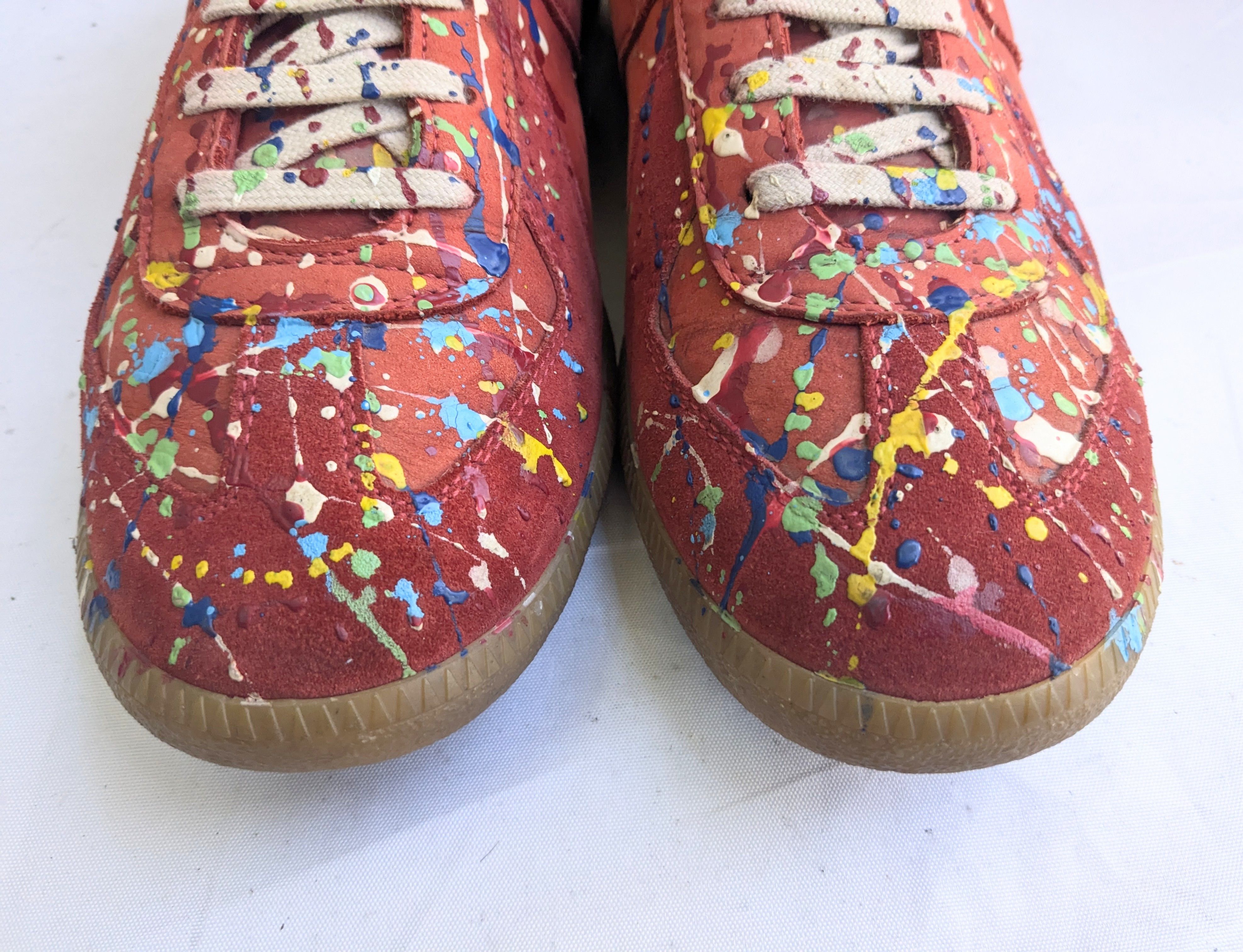 Maison Margiela Maison Margiela GAT Replica Red 10 43 Low Top Paint Splatter Size US 10 / EU 43 - 4 Thumbnail
