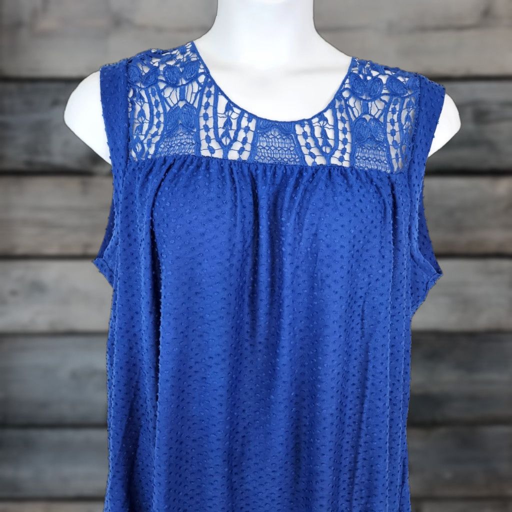Vintage Zac & Rachel Womens Top 2X Blue Swiss Dot Sleeveless Blouse Pullover Shirt Adult Plus Size Women Summer Spring Vintage: No Size XXL / US 16-18 / IT 52-54 - 1 Thumbnail