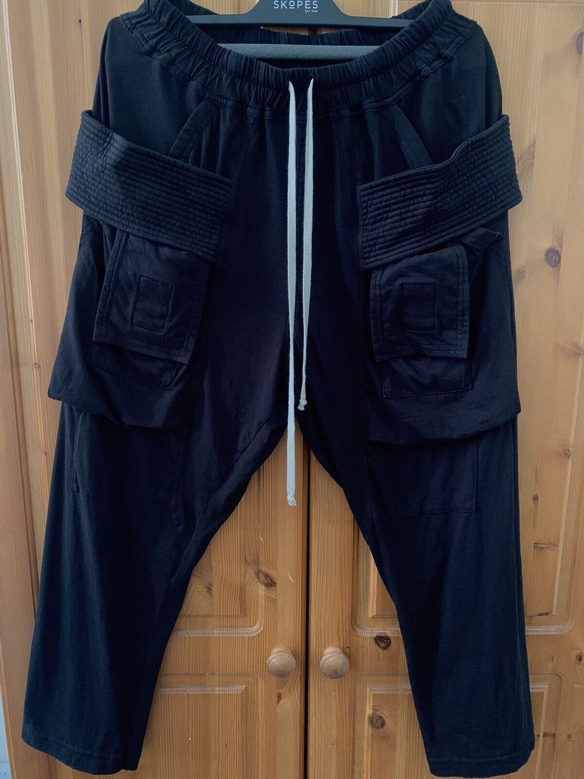 image of Rick Owens Drkshdw Black Cropped Creatch Cargo (Size Xs), Men's (Size 30)