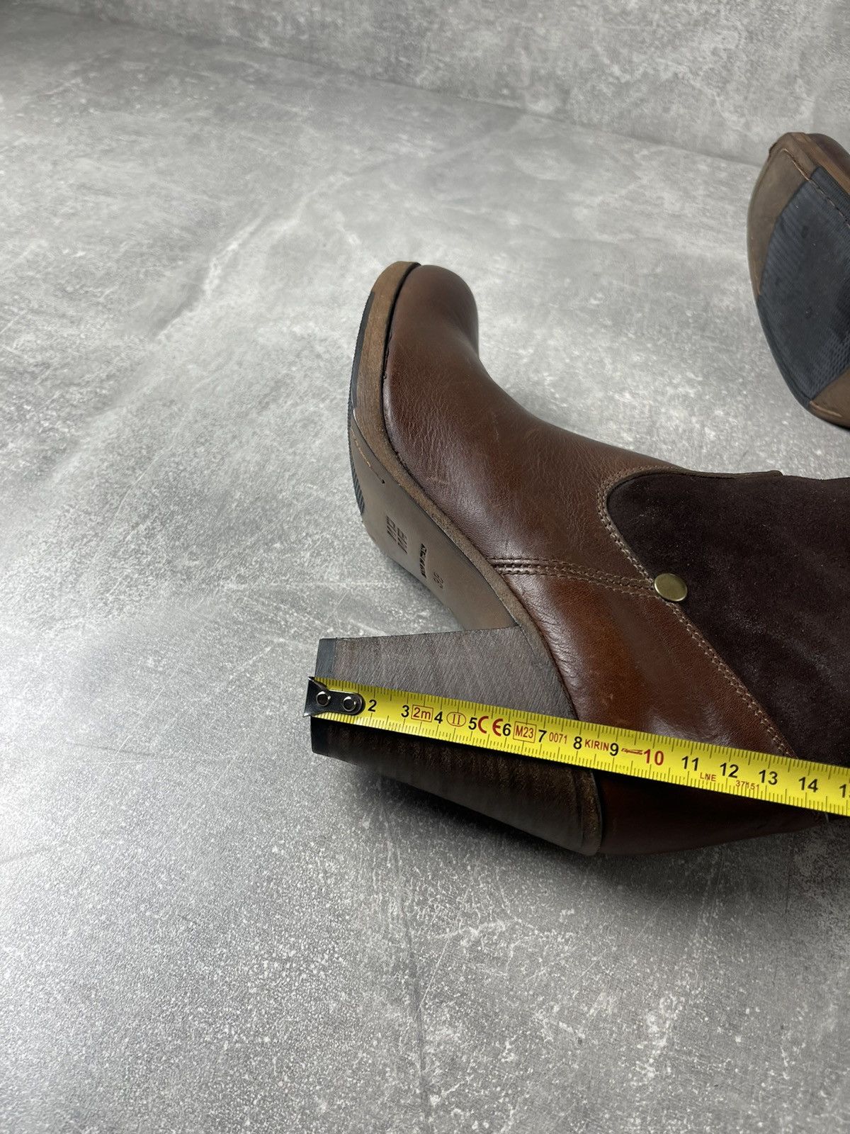 MoMA MOMA Leather & Suede Knee-High Boots Brown Block Heel Size US 8 / IT 38 - 12 Thumbnail
