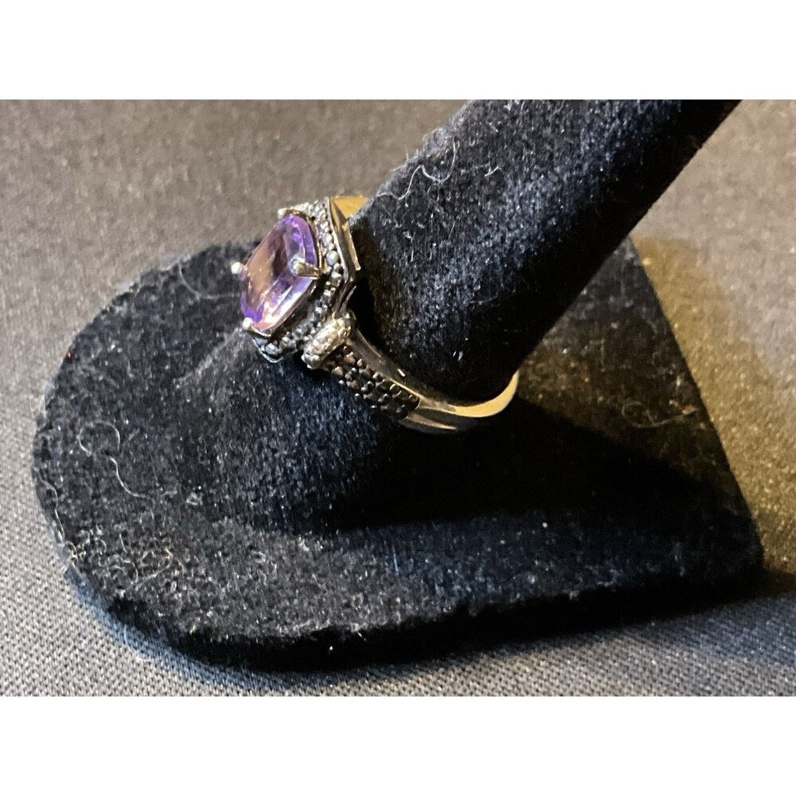 Other 925 Sterling Silver Amethyst and Marcasite Size 7 Ring Size ONE SIZE - 3 Thumbnail