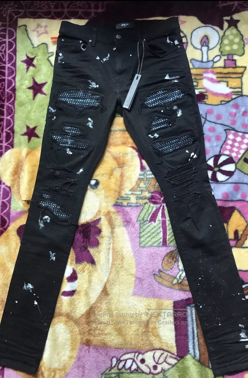 Amiri Size 32 Classic high-definition ice blue diamond art