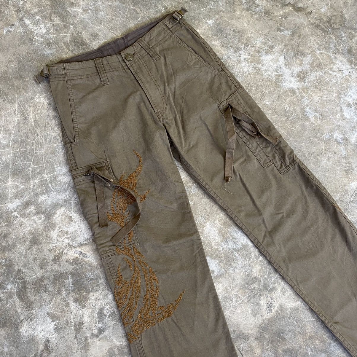 291295=Homme 2000s 291295=Homme Y2K Style Cargo Pants Embordired Pants Size US 27 - 2 Thumbnail