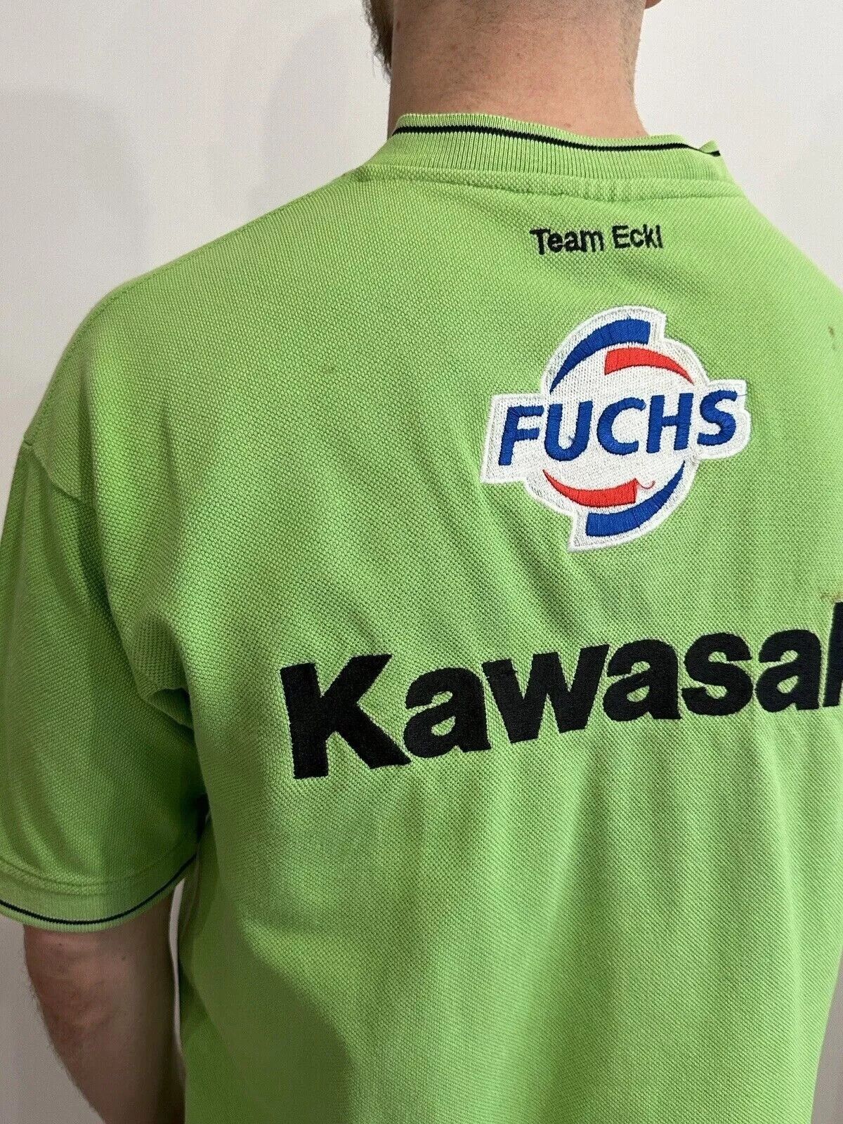 Vintage VINTAGE KAWASAKI RACING TEAM ECKL MOTO SHIRT FUCHS MENS S Size US S / EU 44-46 / 1 - 7 Thumbnail
