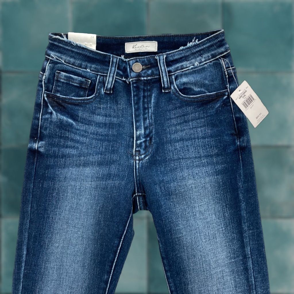 Vintage KanCan Signature Jeans Womens 24 Dark Wash Blue Stretch Denim Kurvy Ankle Skinny Jeans Size 42" / US 20 - 1 Thumbnail