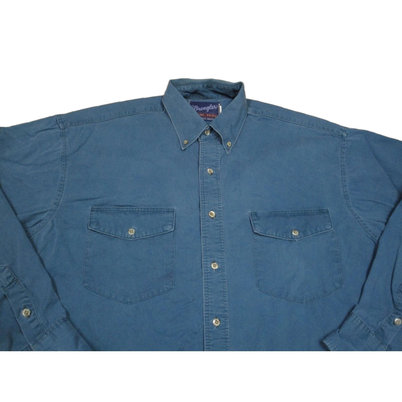 Wrangler VINTAGE Wrangler Shirt Men L Blue Twill Western Long Sleeve USA 90s Button-Up Size US L / EU 52-54 / 3 - 1 Thumbnail