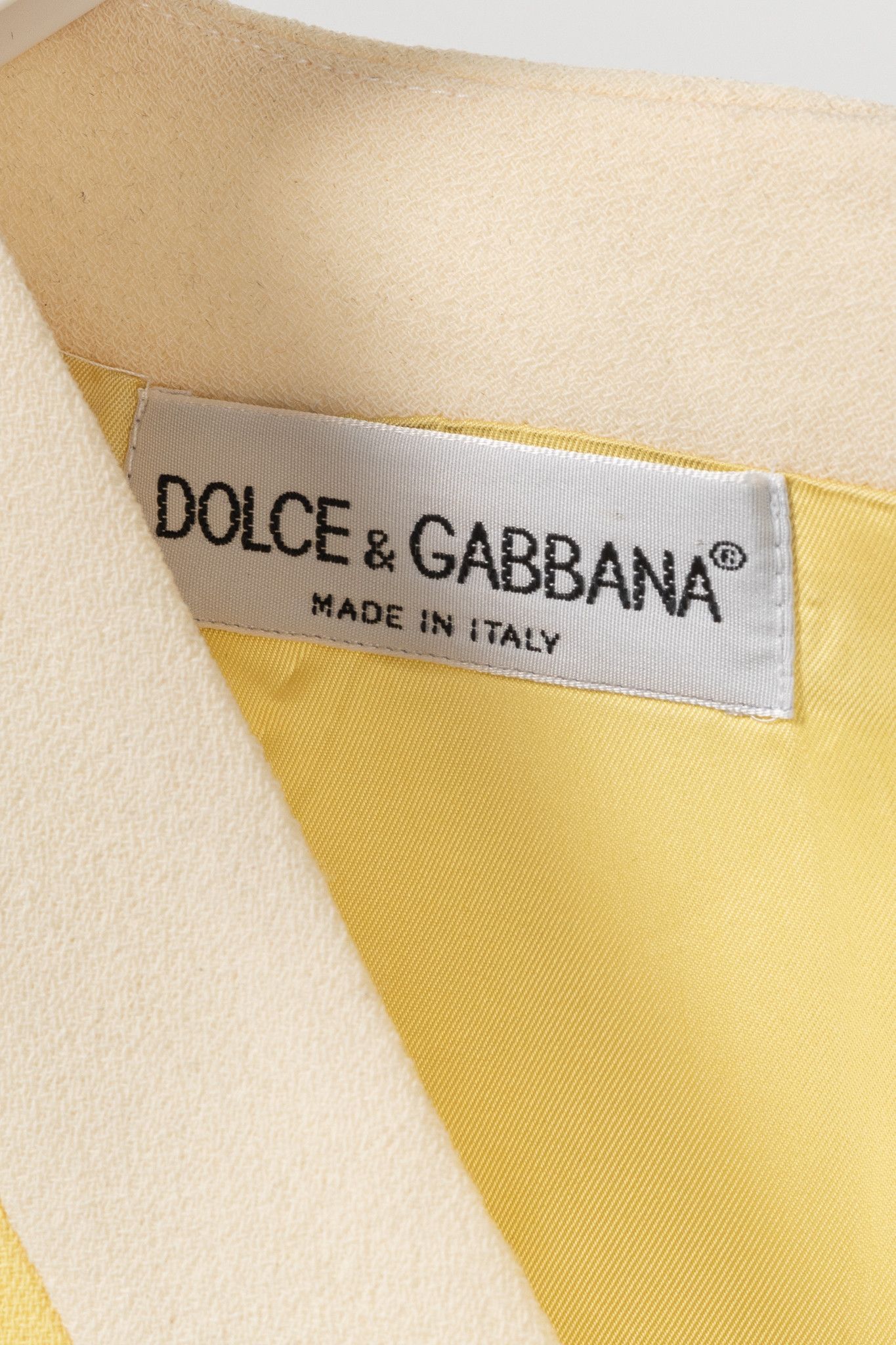 Dolce & Gabbana Yellow Wool-Crepe Stripe Sleeveless Top