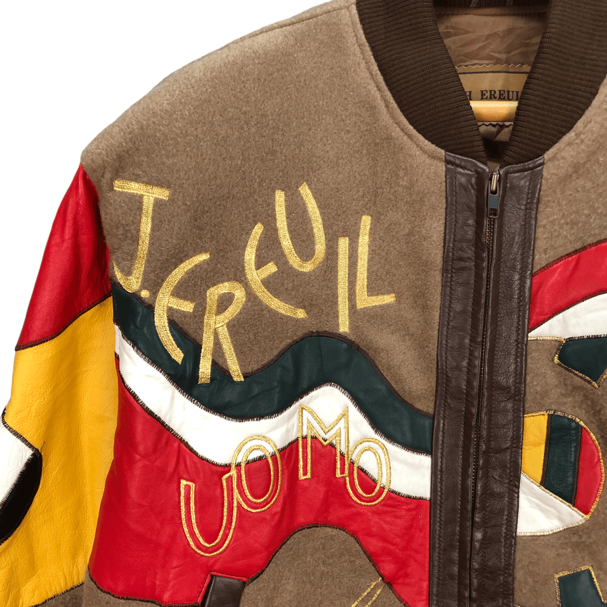 Japanese Brand JOSEPH EREUIL COLORFUL SHEEP LEATHER WOOL BOMBER #5764-206 Size US L / EU 52-54 / 3 - 3 Thumbnail