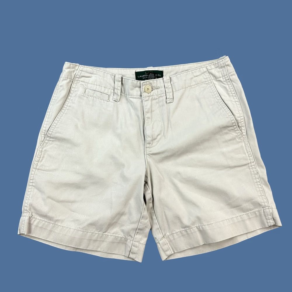 Ralph Lauren Vintage Lauren Ralph Lauren LRL Shorts Women’s 4 Beige Chino Casual Knit Cotton Front Flat Front Zip 90s Designer Retro Classic Mens Womens Size 27" / US 4 / IT 40 - 1 Thumbnail