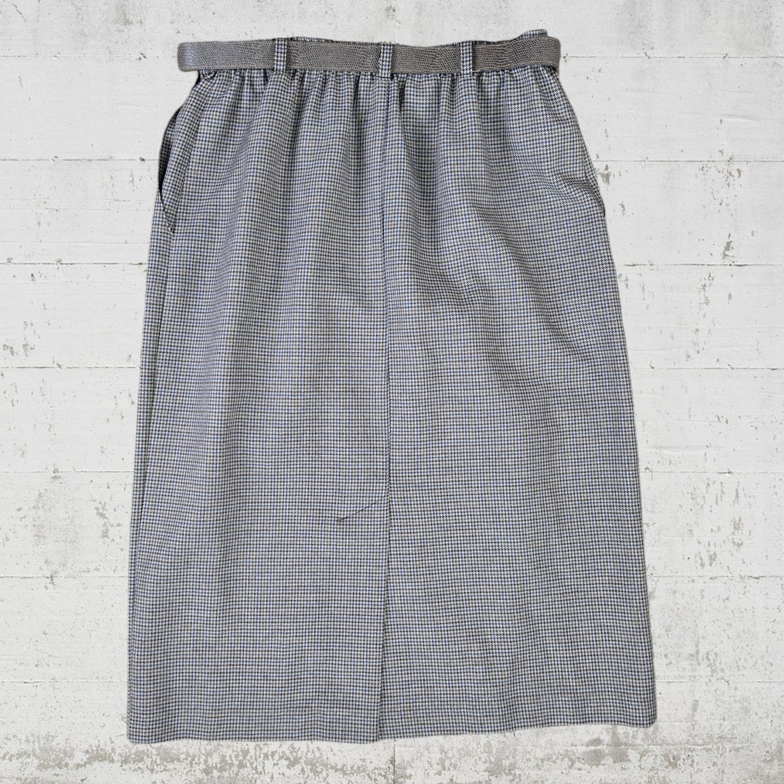 Vintage Houndstooth Brown Straight Midi Skirt Belted Size 10 Size 32" / US 10 / IT 46 - 8 Thumbnail